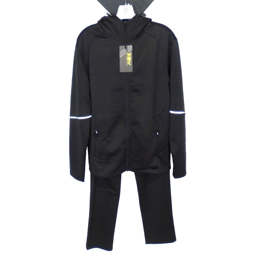 Tbmpoy Men's Hoodie Jacket Tracksuit 2 Pieces Jogging Suit Black Size Small